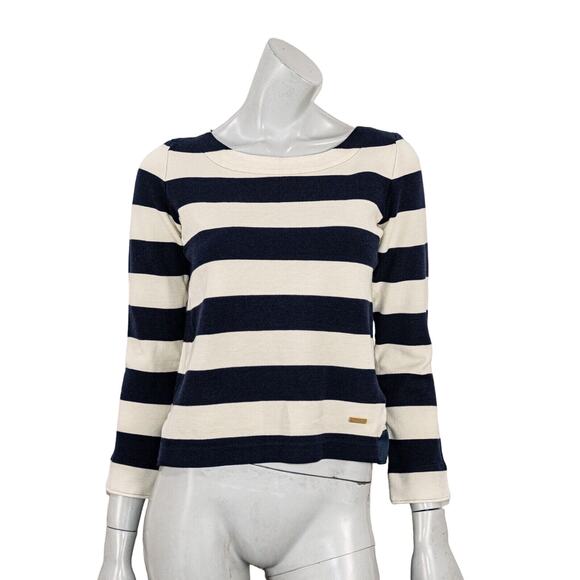 BLUE LABEL CRESTBRIDGE Japan Women's Navy Striped Sweater Size 38 - Picture 1 of 10